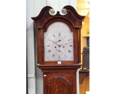 19th Century inlaid mahogany eight day longcase clock, having silvered arched dial signed G. Lawrence, Keilh, overall height 