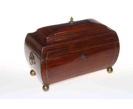 Good Regency brass inlaid rosewood tea caddy, having two compartments and blending bowl, 33cm across, Note: Invoice from purc