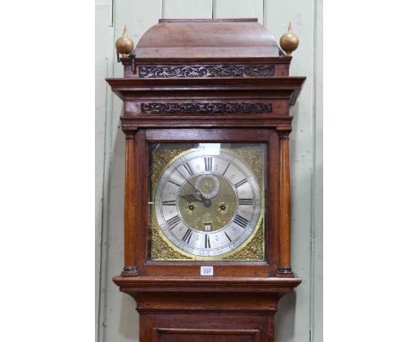 Early 19th Century oak eight day longcase clock having square brass dial signed John Barrow, London, overall height 226cm.