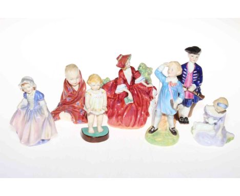 Collection of six Royal Doulton figures including Lydia and This Little Pig; and Royal Worcester figure 'Joan' (7).
