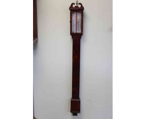 Mahogany stick barometer, J. Sutherland, Derby, circa 1810, length 103cm.