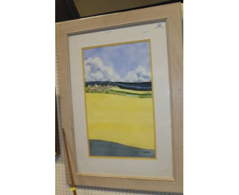 J V ISHERWOOD "Continental rural scene with town in background", watercolour, signed bottom right CONDITION REPORTS Size appr