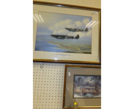 AFTER BARRY PRICE "Mark  IX spitfires June 1944", modern print and one other print