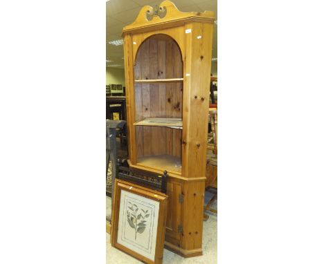 A modern pitch pine corner cabinet, a 19th Century and later mahogany coffer/chest of small proportions, together with AFTER 