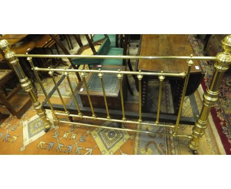 A brass double bed frame CONDITION REPORTS Width approx. 152 cm, overall with wear and scratches, some denting and misshaping