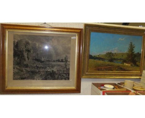WILLIAM GARFIT "Afternoon view over the lake", oil on canvas, signed and dated 2002 bottom right, AFTER JOHN CONSTABLE "The R