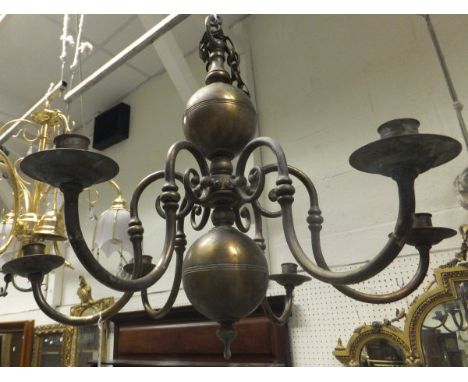 A brass ceiling light fitting in the 18th Century Dutch manner CONDITION REPORTS Please note that this is not an electrolier.