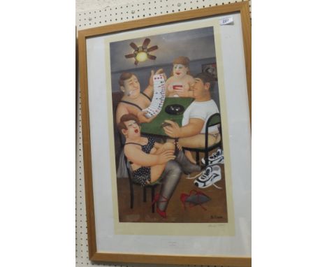 AFTER BERYL COOK "Strip poker", colour print, limited edition of 650, signed by the artist in pencil lower right