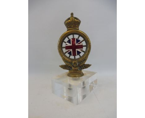 An RAC Full Member type 5 car badge, early 1920s-1930, fretted crown and circular base, polished brass with enamel centre, sl