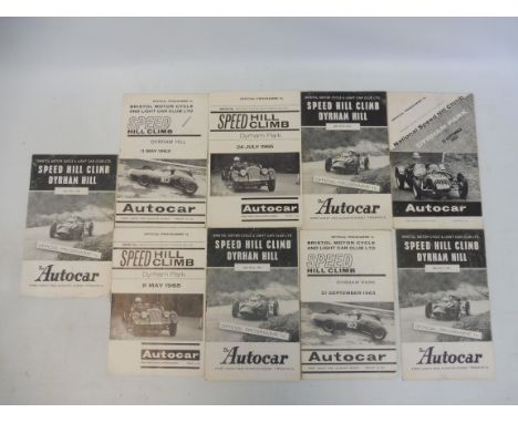 Nine Dyrham Park hillclimb programmes, Bristol Motor Cycle and Light Car Club Ltd, 1960s.