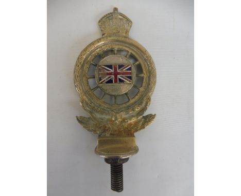 A small Royal Automobile Club full member badge, nickel plated brass with oblong enamel union jack centre, some damage, membe