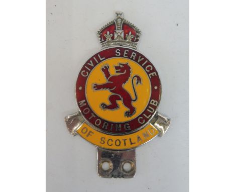 A Civil Service Motoring Club of Scotland chrome plated and enamel badge.