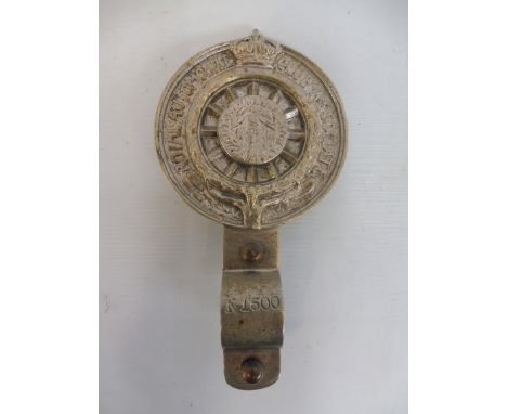 A Royal Automobile Club Associate motorcycle badge with Auto-Cycle Union centre, no. N1500, handlebar fitting, marked Elkingt
