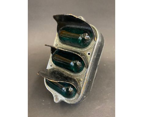 A 1930s windscreen pillar mounted set of 'traffic light' style indicators as fitted to Morris saloons etc. 