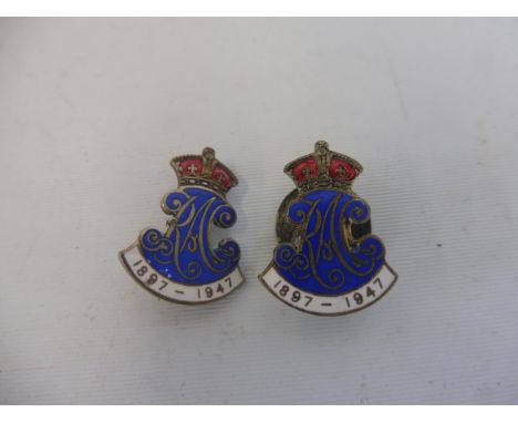 Two RAC 1947 anniversary year enamel lapel badges. 