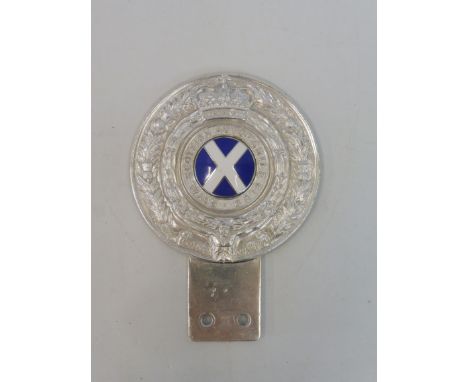 A Royal Scottish Automobile Club badge radiator mounted, pressed alloy and enamel centre. 