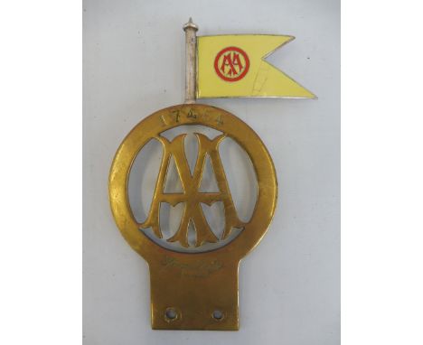 A very rare AA committee member Stenson Cooke type 4A badge, brass, with yellow and red enamel flag, member 17454.