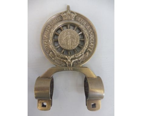 A Royal Automobile Associate motorcycle badge with Auto Cycle Union centre badge type 1B, and unusual double central fixing, 