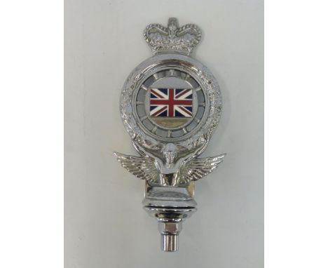 A Royal Automobile Club full member badge, type 11, early 1950s, chrome plated brass and oblong enamel union jack centre, thi