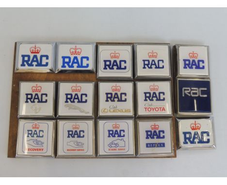 A collection of 15 Royal Automobile Club Associate badges 1973-1997 including several marque related for owners of particular