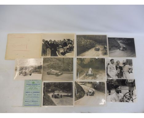 Of Shelsley Walsh interest - a group of photographs depicting cars on the hill including Raymond Mays in the white Invicta, E