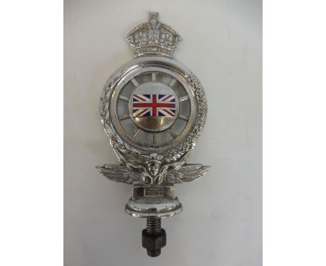 A Royal Automobile Club full member badge type 8B chrome plated, with oblong enamel union jack centre, circa 1937, no. MCB583