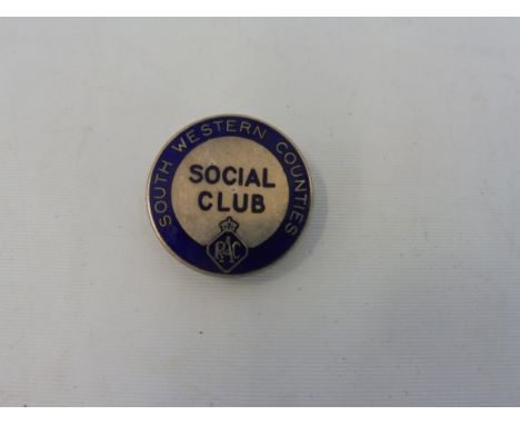 An RAC South Western Counties Social Club blue enamel badge. 