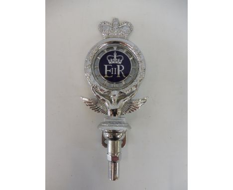 A 'Royal' RAC car badge for Queen Elizabeth II, post 1952 by the Birmingham Medal Co. un-numbered, chrome plated with blue en