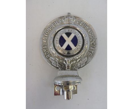 A Royal Scottish Automobile Club RAC Associate type 1A-A car badge produced 1918-1920s, chrome plated finish, repaired enamel