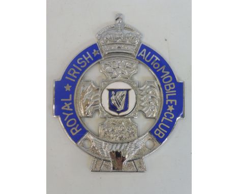 A Royal Irish Automobile Club badge, type 5, post 1950, chrome plated brass and enamel, stamped to verso 153.