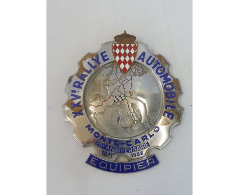 A Monte Carlo XXV Rallye 25th Anniversary part enamel car badge.