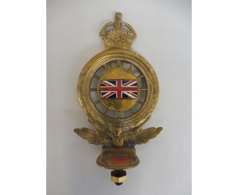 A Royal Automobile Club full member badge Type 3B solid version, polished brass with enamel union jack oblong centre circa 19