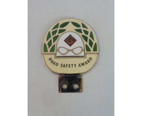 An ACU Road Safety Award chrome plated and enamel car badge, stamped to reverse: Presented by Shell-Mex and B.P. Ltd' 1968 14