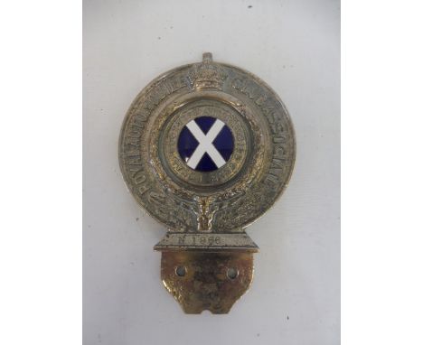 A Royal Scottish Automobile Club RAC Associate type 1A-C car badge, produced 1918-1920s, nickel plated brass, dashboard fixin