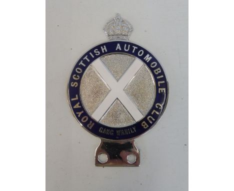 A Royal Scottish Automobile Club chrome plated and enamel badge type 5 bearing the legend 'Gang Warily', circa 1930s-1940s.