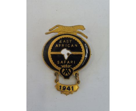 An AA East Africa Safari enamel lapel badge by W.C. Lewis with a 1941 date bar attached. 