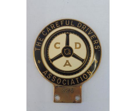 A Careful Drivers' Association enamel car badge by Fattorini, stamped 995.