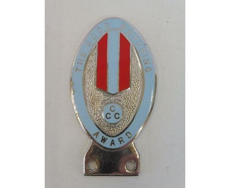 A Good Motoring Award 'CCC' enamel and chrome plated car badge. 