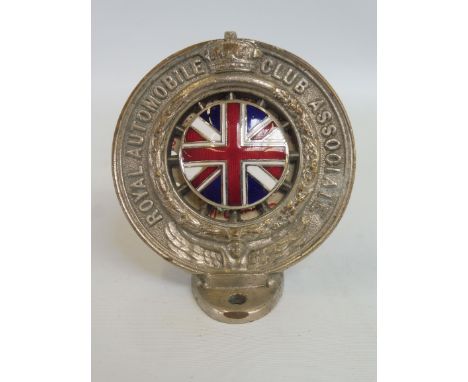 A Royal Automobile Club Associate motorcycle badge with excellent enamel union jack centre no. C3864, marked Collins London, 