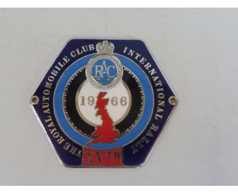 An RAC International Rally 1966 enamel badge. 