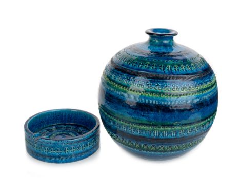 both in Rimini Blu, with incised and impressed decoration, the ovoid case with MADE IN ITALY and paulino SALAMANCA MADRID sti