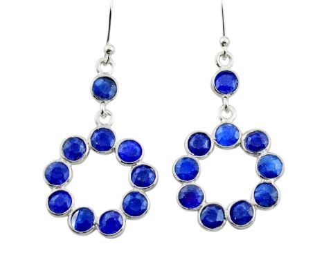 A pair of 925 silver sapphire set drop earrings, L. 4cm.