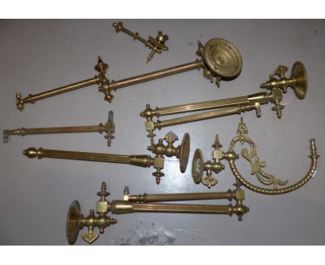 A set of 3 19th century reeded wall mounted gas light brackets; 3 others