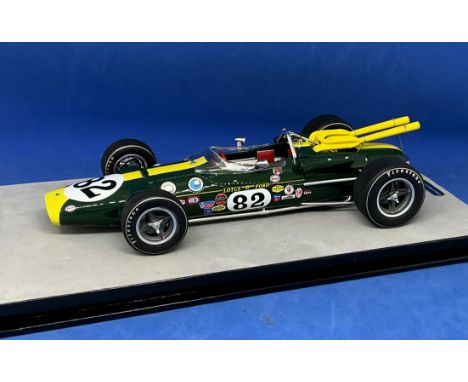 Jim Clark Lotus 38, 1:18 scale model car. In original box. UNSIGNED. Good condition. All autographs come with a Certificate o