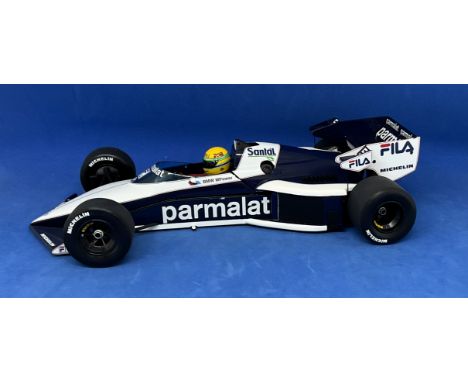 Paul Ricard Ayrton Senna Brabham BMW BT52b test 1:18 scale model car. In original box. UNSIGNED. Good condition. All autograp