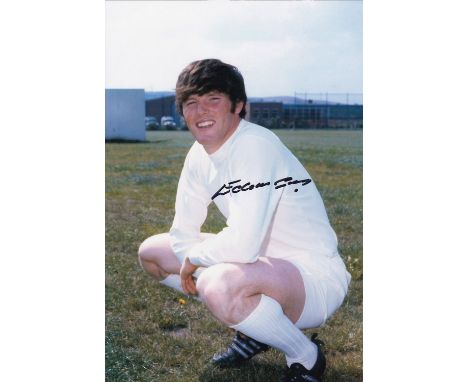 Autographed Eddie Gray 12 X 8 Photo : Col, Depicting Leeds United Winger Eddie Gray Striking A Full Length Action Pose For Ph