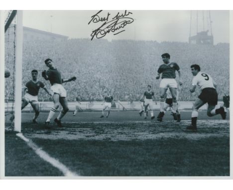 Bobby Smith signed 16x12 inch black and white photo pictured scoring for Tottenham Hotspur against Chelsea. Good condition. A