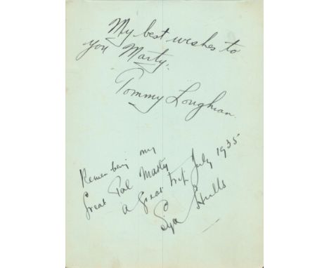 Tommy Loughran signed 6x5 inch vintage album page dated 1935. Thomas Patrick Loughran (November 29, 1902 - July 7, 1982) was 