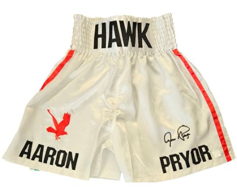 Aaron Pryor signed personalised boxing shorts. Aaron Pryor (October 20, 1955 - October 9, 2016) was an American professional 