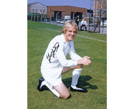 Autographed Terry Yorath 16 X 12 Photo : Col, Depicting Leeds United Midfielder Terry Yorath Striking A Full Length Pose For 